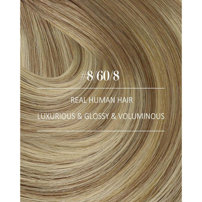 Clip-in Echthaar Extensions Balayage Hellbraun-Blond 60cm