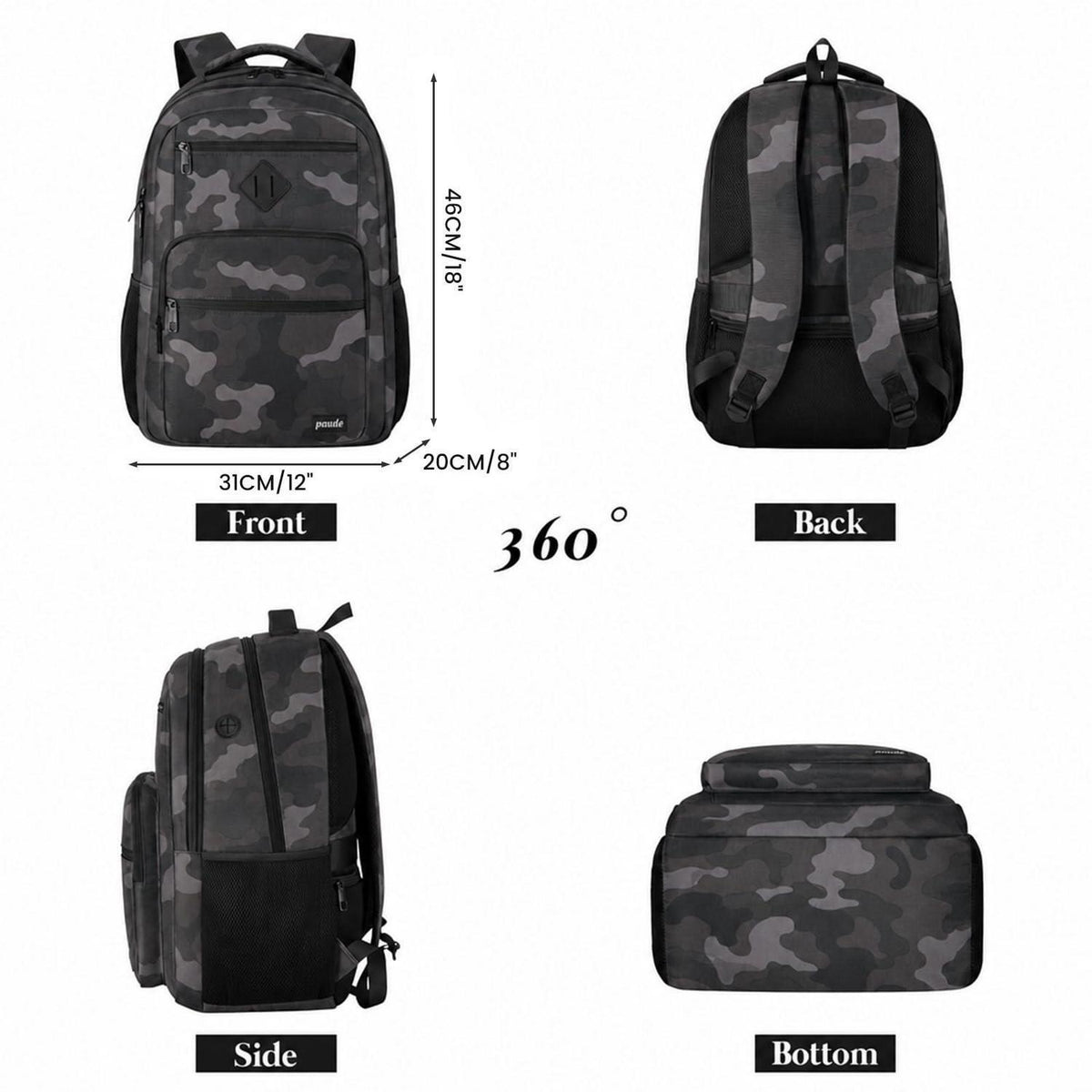 Rucksack Herren Camouflage 15.6" Laptoprucksack Schule Uni Alltag