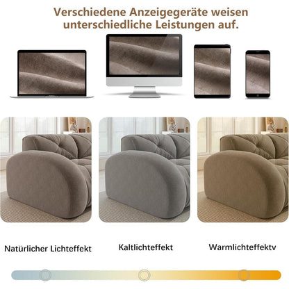 Großes U-förmiges Cord Sofa 4-Sitzer mit Fußhockern Braun