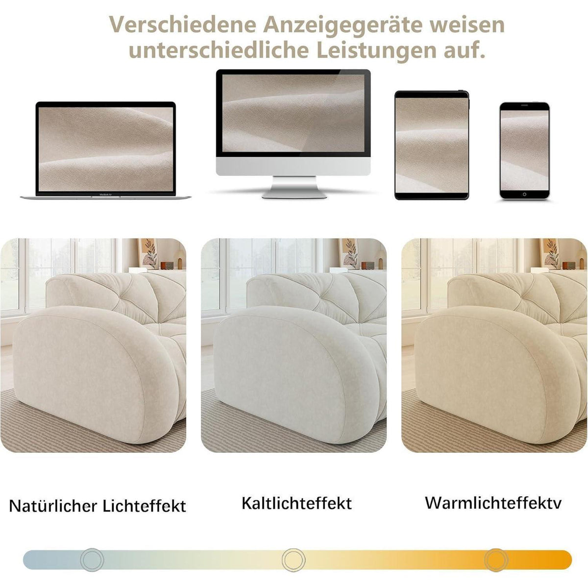 Modulares L-Sofa 4-Sitzer mit Fußhocker, Chenille Weiß