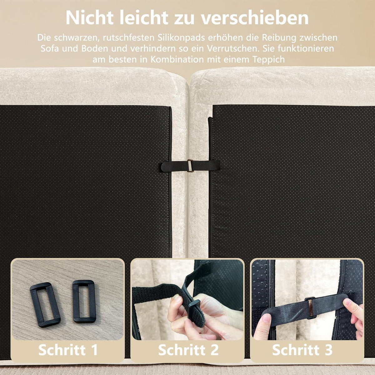 Modulares L-Sofa 4-Sitzer mit Fußhocker, Chenille Weiß