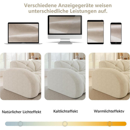 Modulares Cord Sofa 3-Sitzer + 2 Hocker – Weiß