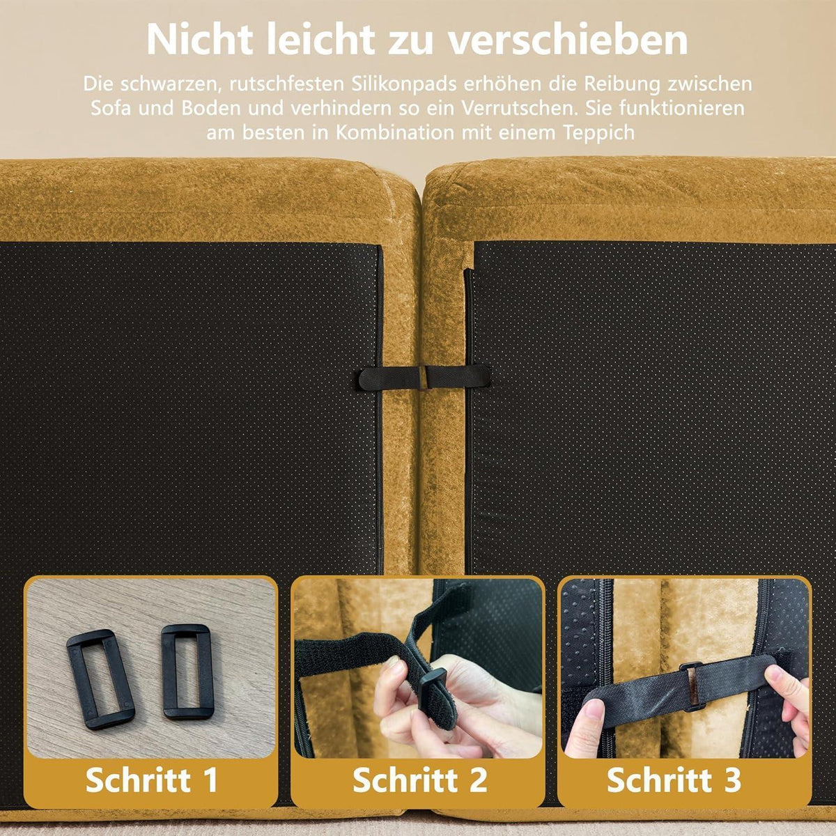 Großes L-förmiges 4-Sitzer Sofa mit Fußhocker, Gelb
