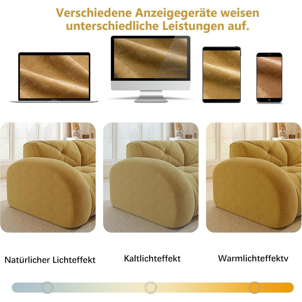 Modulares L-Sofa 3-Sitzer mit Fußhocker, Gelb