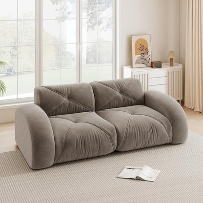 Rahmenloses 2-Sitzer Sofa Braun – Chenille Couch mit 32D Schaum