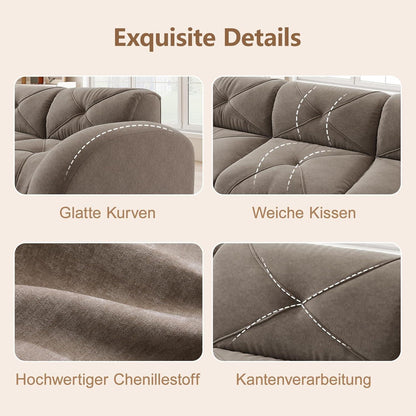 Rahmenloses 2-Sitzer Sofa Braun – Chenille Couch mit 32D Schaum