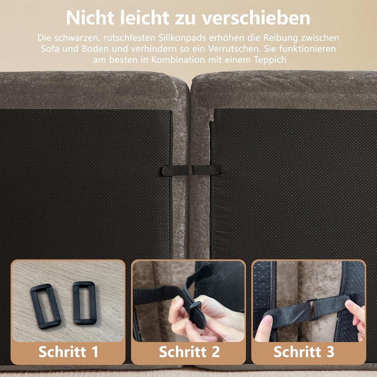 Modulares Cord Sofa 3-Sitzer + 2 Hocker – Braun