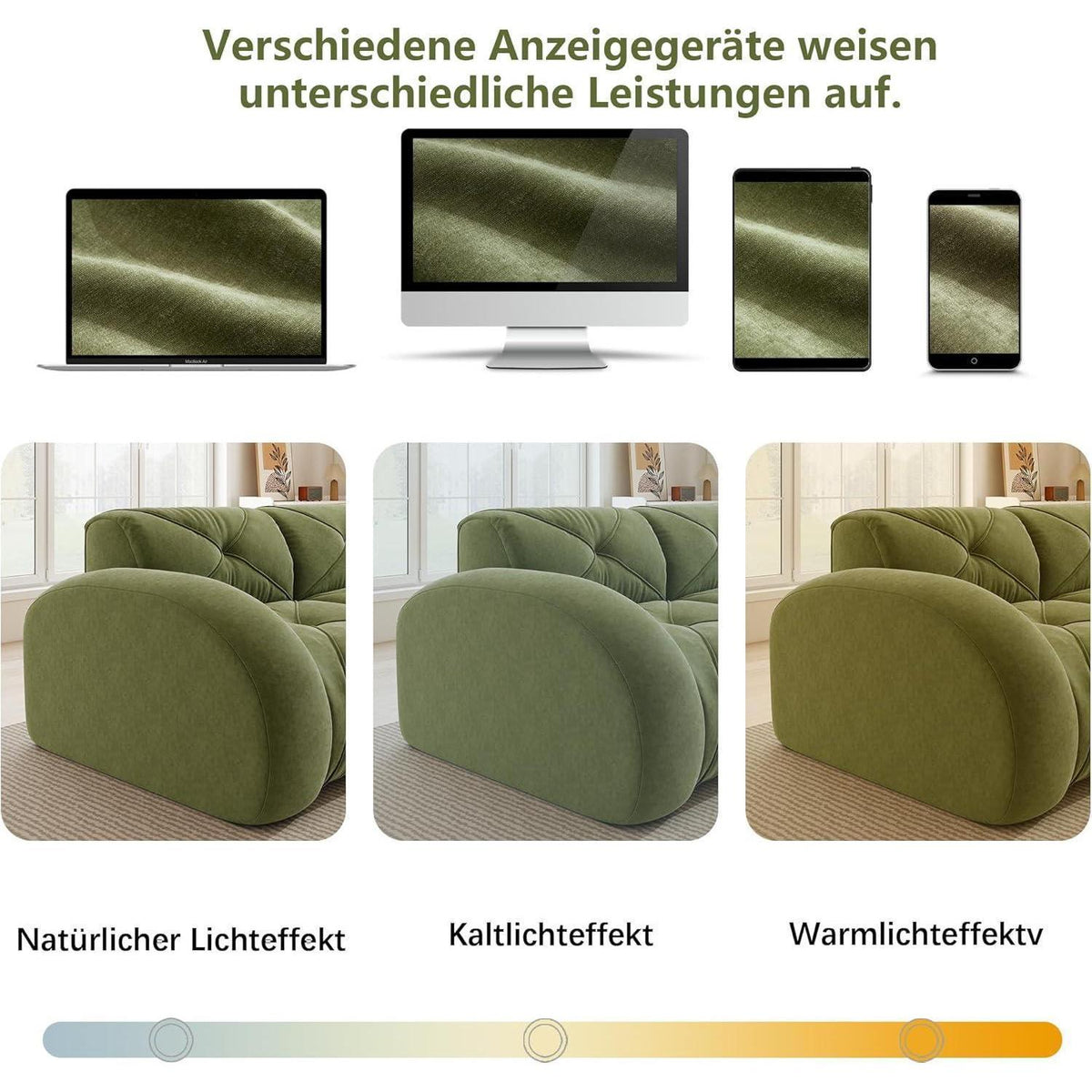 2-Sitzer Sofa mit Fußhocker – Rahmenlos, Grün