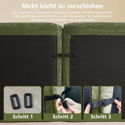 2-Sitzer Sofa mit Fußhocker – Rahmenlos, Grün