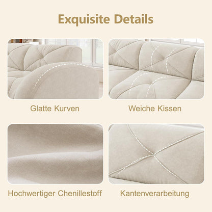 Modernes 3-Sitzer Cord Sofa – Rahmenlos & Komfortabel (Weiß)