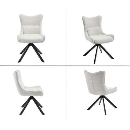 Drehbarer Esszimmerstuhl mit Chenille-Polsterung, Beige