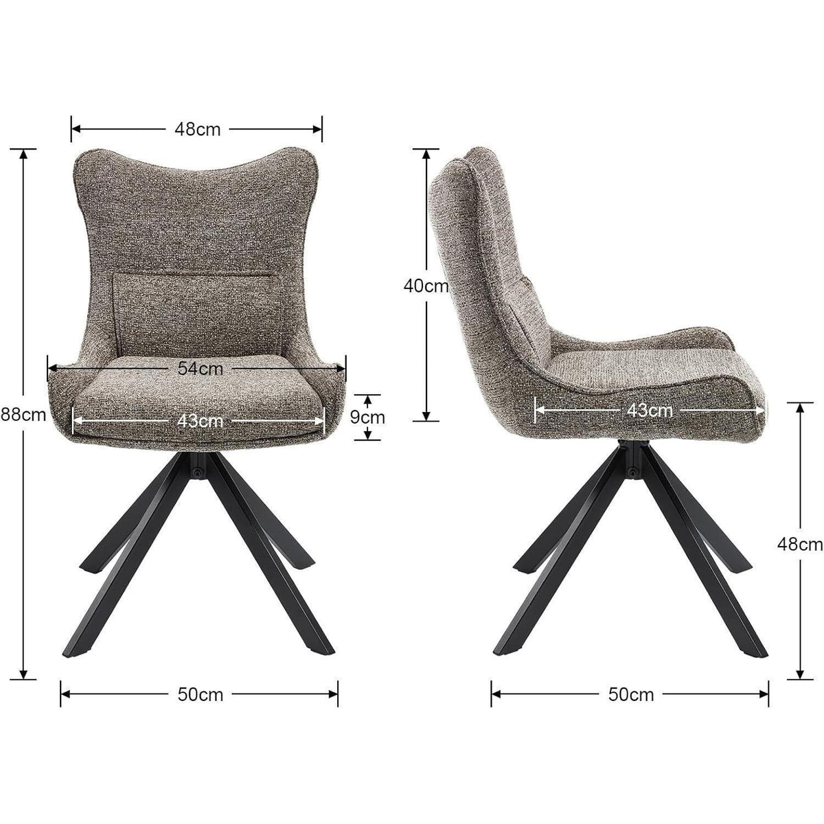 Drehbarer Esszimmerstuhl Set Grau - Chenille Polsterstuhl 4er Set