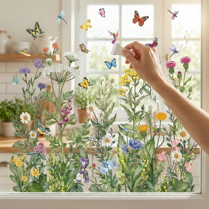 Fensterbilder Frühling Selbstklebend mit Rakel | Frühlingsdeko Blumen