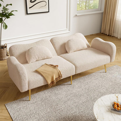 Schlafsofa 2-Sitzer mit Bettfunktion & Stauraum, Beige