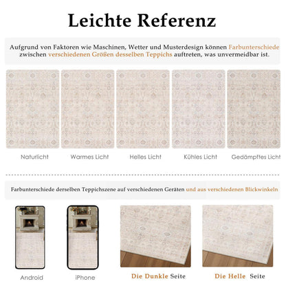 Waschbarer Vintage Teppich Hellbeige 300x400cm