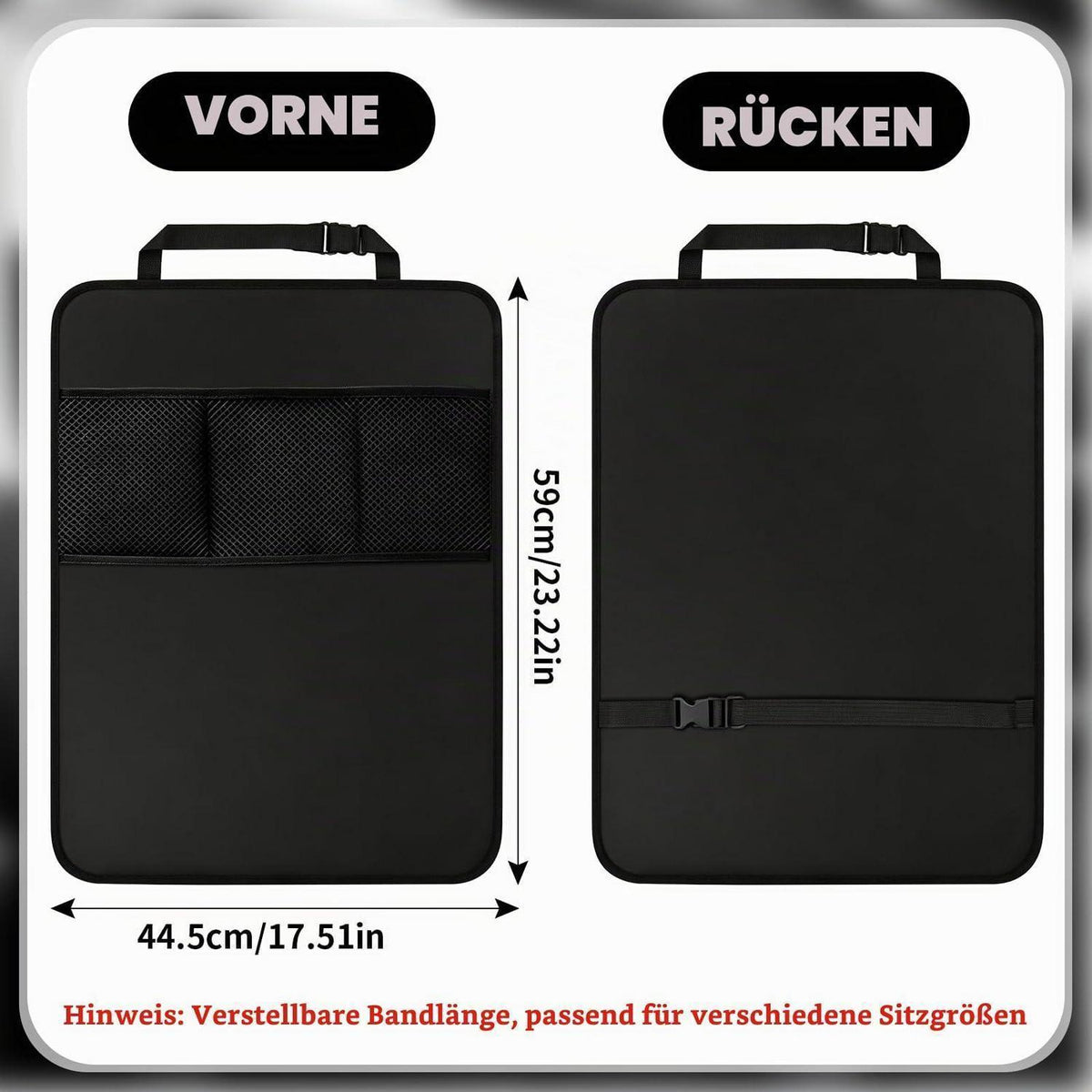 Autositz Schutz Rückseite Kinder – 2er Set mit Taschen