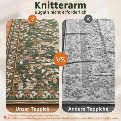 Vintage Teppich Blumenmuster Orange-Grün 200x280 cm