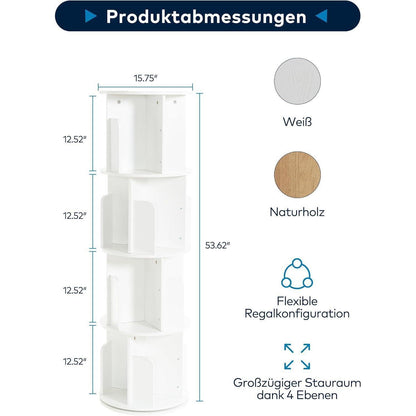 Drehbares Bücherregal Holz 4 Ebenen – Platzsparend & Flexibel