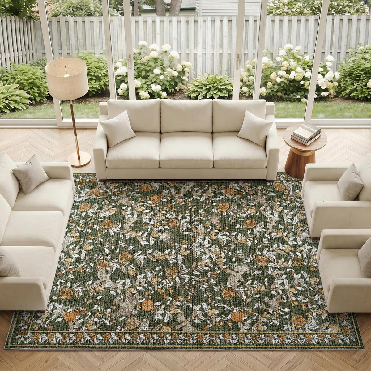 Vintage Teppich floral orange-grün 240x340 cm