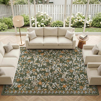 Vintage Teppich floral orange-grün 240x340 cm