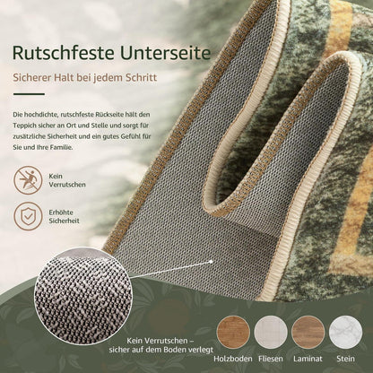 Vintage Küchenläufer 60x180 Orange-Grün – Rutschfest & Wasserabweisend
