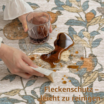 Vintage Teppich 240x340 cm – Orange-Beige, Waschbar & Rutschfest