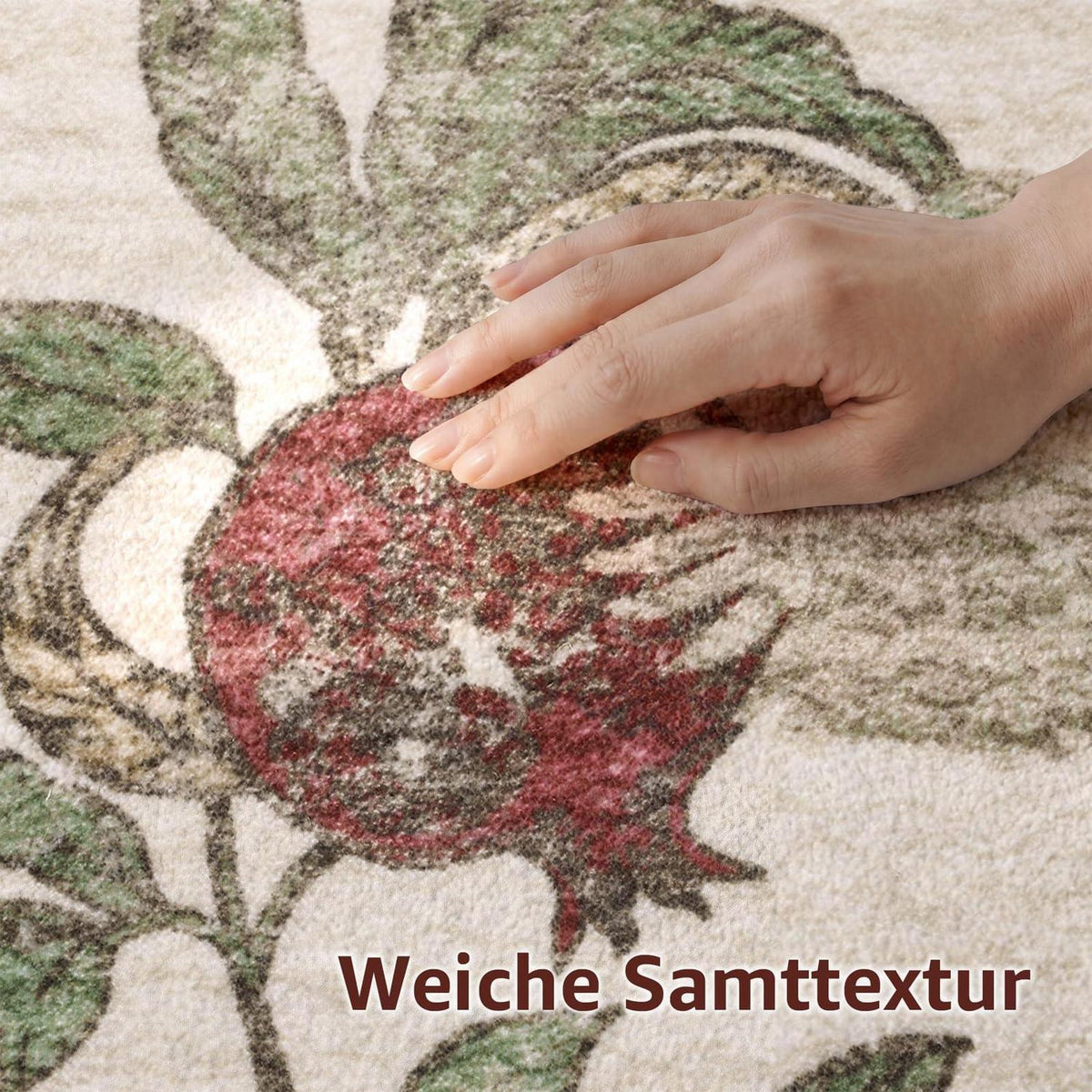 Vintage Teppich floral rot-beige 200x280 cm – Waschbar & Rutschfest