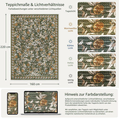 Vintage Teppich floral orange-grün 160x220 cm