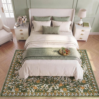 Vintage Teppich floral orange-grün 160x220 cm