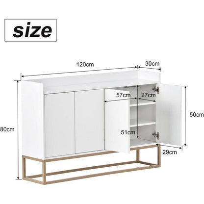 Weißes Sideboard 120cm – Küchenschrank mit Arbeitsplatte & Regalen