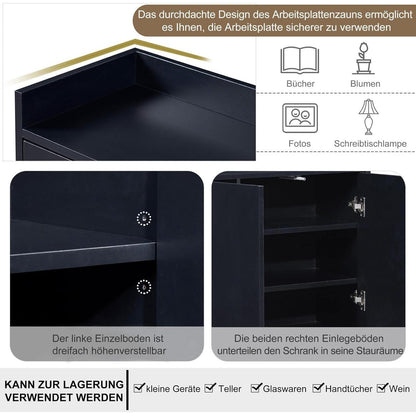 Sideboard 120cm – Küchenschrank mit Arbeitsplatte & Regalen
