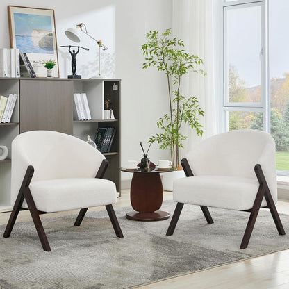 Teddy-Fleece Loungesessel mit Holzbeinen – Bequemer Lesesessel