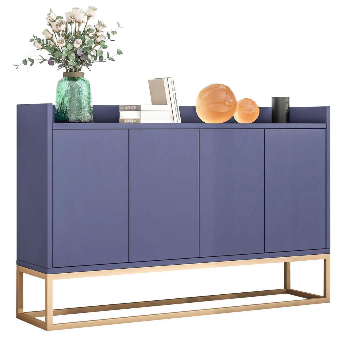 120cm Sideboard Blau – Küchenschrank mit Arbeitsplatte & Regalen