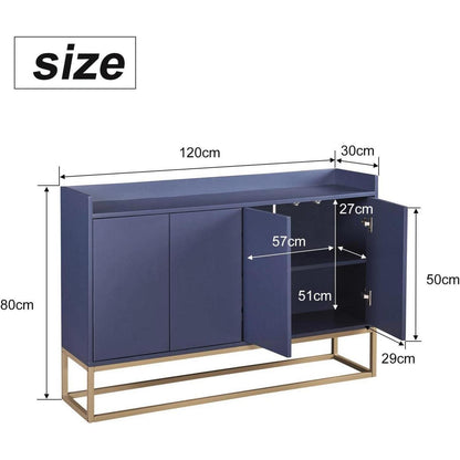 120cm Sideboard Blau – Küchenschrank mit Arbeitsplatte & Regalen