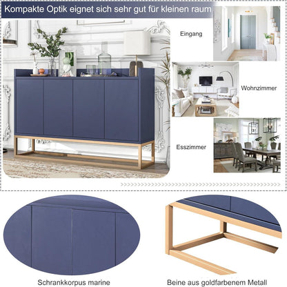 120cm Sideboard Blau – Küchenschrank mit Arbeitsplatte & Regalen