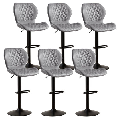 Barhocker mit Lehne, Höhenverstellbar, Grau, 6er Set
