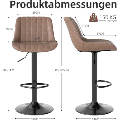 Drehbarer Barhocker 4er Set – Höhenverstellbar & Komfortabel