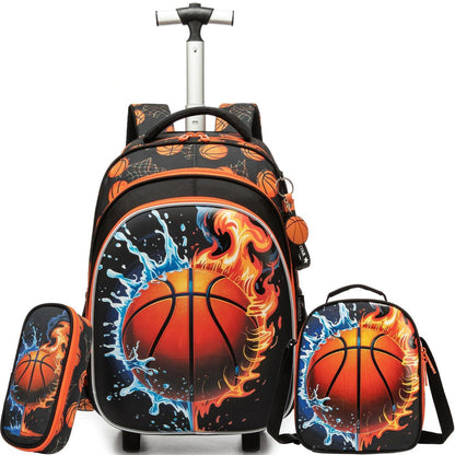 Rollrucksack Mädchen 6-8 Jahre – Basketball Set mit Laptopfach