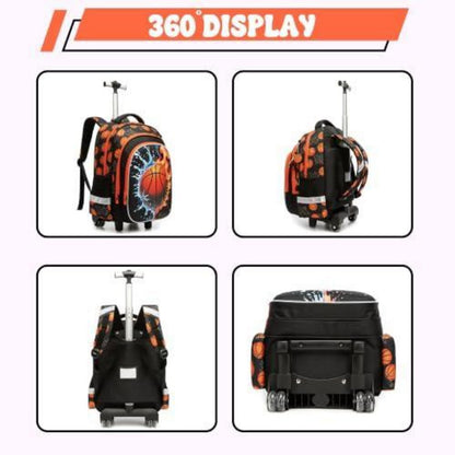 Rollrucksack Mädchen 6-8 Jahre – Basketball Set mit Laptopfach