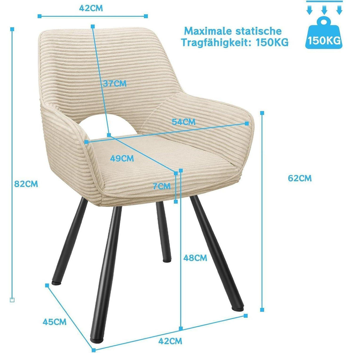 6er Set Drehbar Stühle | Beige, Modern & Komfortabel