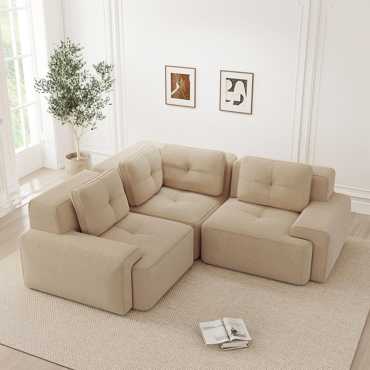 Modulares Ecksofa Beige – Boneless Couch 177x177 cm