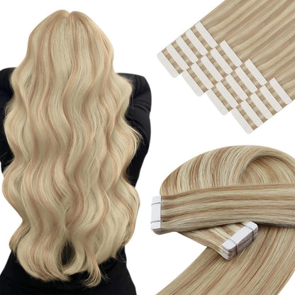 Echthaar Tape Extensions Aschblond 60 cm (50g)
