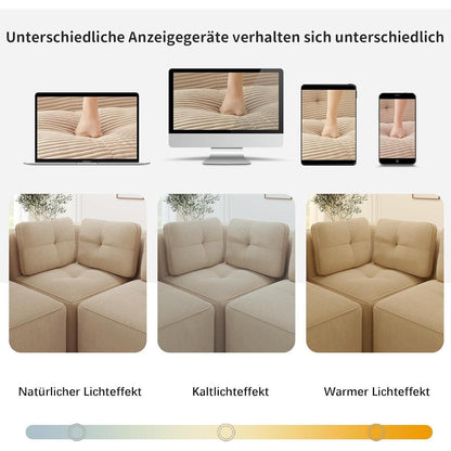 Modulares Ecksofa 4-Sitzer Beige, Cordstoff, U-Form, Ohne Montage