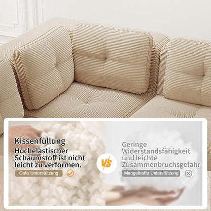 Modulares Ecksofa 4-Sitzer Beige, Cordstoff, U-Form, Ohne Montage