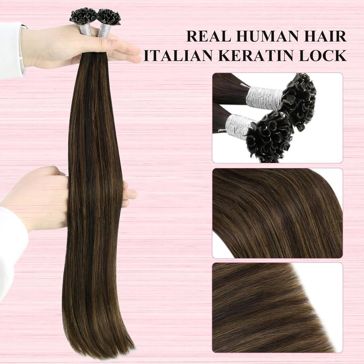 Echthaar Bonding Extensions Braun Ombre 45cm 50g