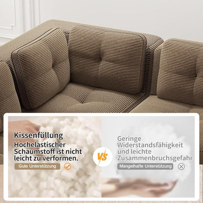 Modulares Ecksofa 4-Sitzer mit Fußhocker, Braun
