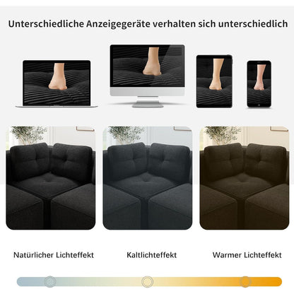 Modulares Ecksofa 2-Sitzer mit Fußhocker, Schwarz