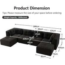 Modulares Ecksofa 4-Sitzer mit Fußhocker, Cordstoff Schwarz