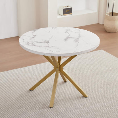 Moderner Esstisch Set mit 4 Samtstühlen – Rund 100cm
