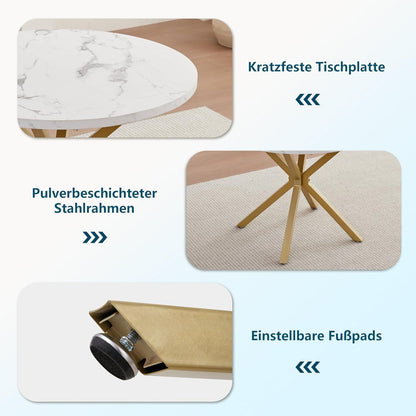 Runder Esstisch Set mit 4 Samtstühlen – Modern & Platzsparend